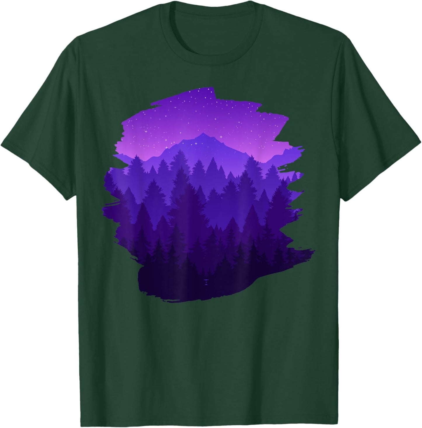 Mountain, Nature Trees and Forest by Night T-Shirt - T-Shirt | Forest
