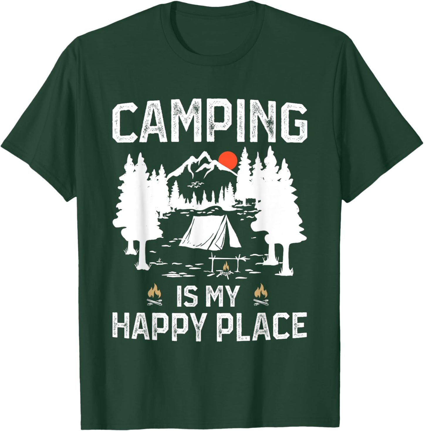 Camping Is My Happy Place Funny Camper Forest Camp Camping T-Shirt - T-Shirt | Forest