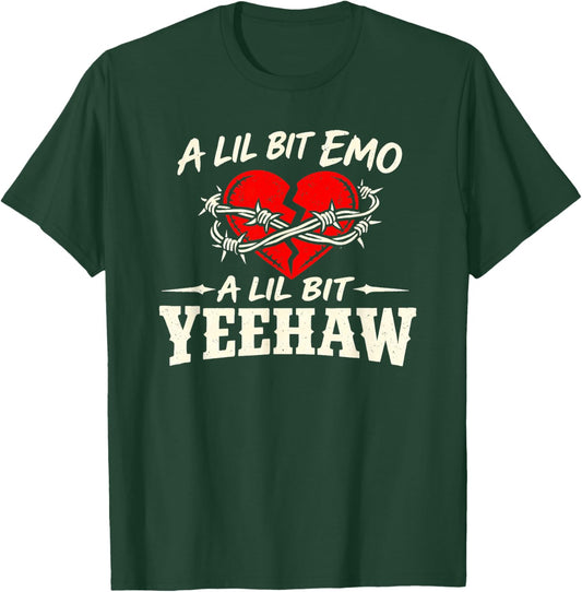 A Lil Bit Emo A Lil Bit Yeehaw Funny Cowboy T-Shirt - T-Shirt | Forest