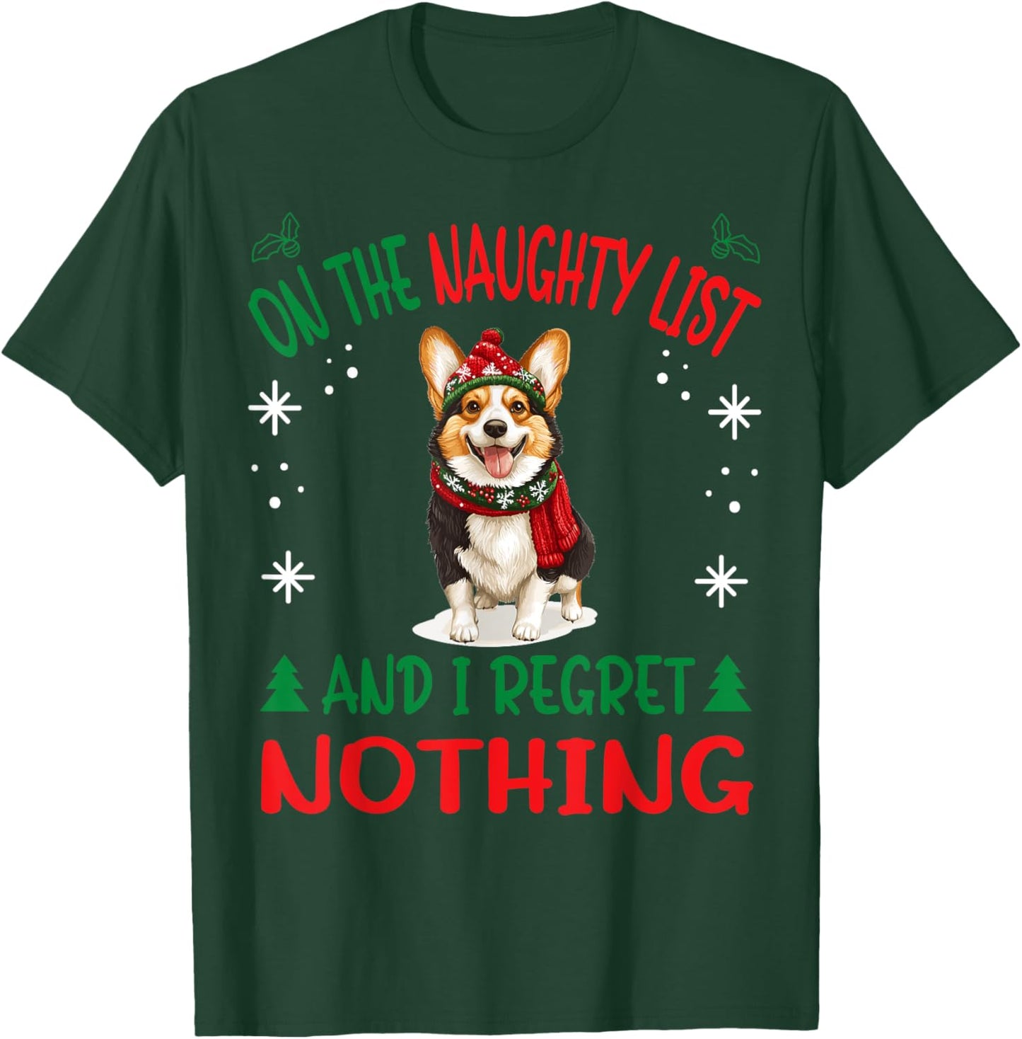 Cute Cardigan Welsh Corgi Dog Christmas On The Naughty List Women T-Shirt - T-Shirt | Forest