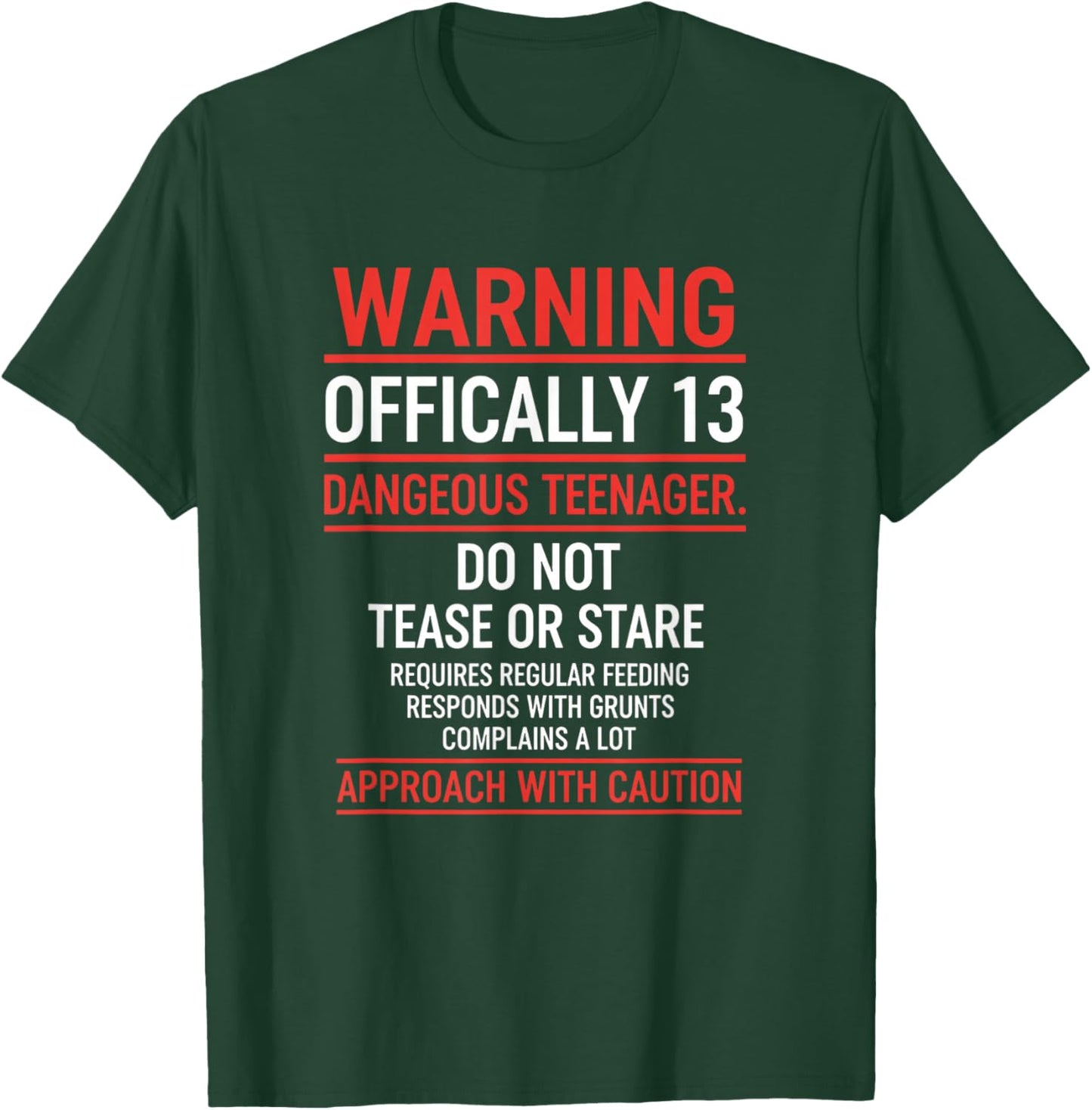 Birthday Officially 13 Warning, Dangerous Teenager Birthday T-Shirt - T-Shirt | Forest