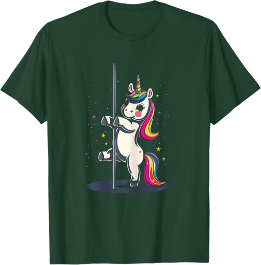 Pole Dance Dancing Unicorn Exotic Dancer Cute T-Shirt - T-Shirt | Forest