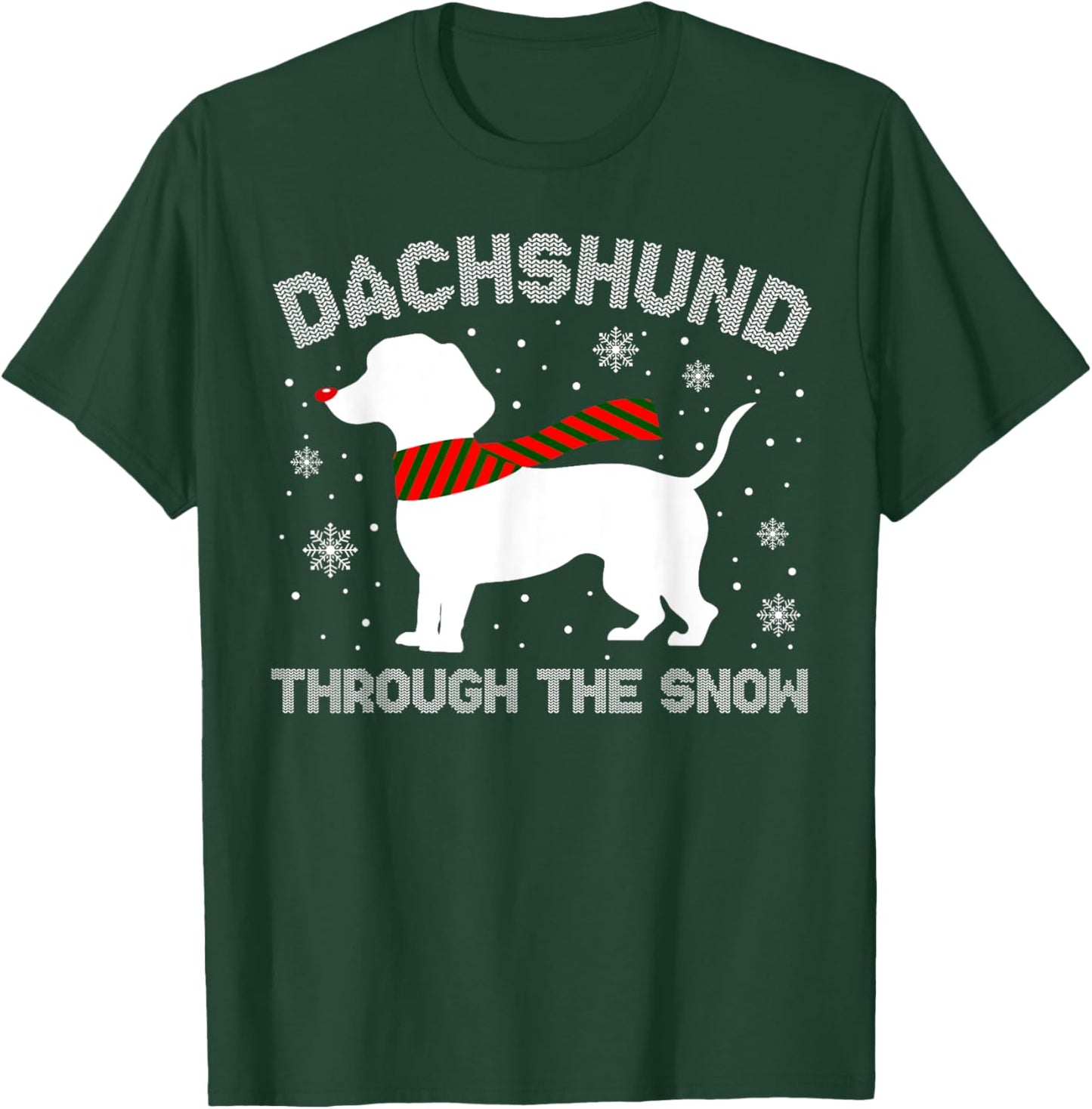 Dachshund Through The Snow Funny Christmas Pajamas Dog Lover Men Women T-Shirt - T-Shirt | Forest