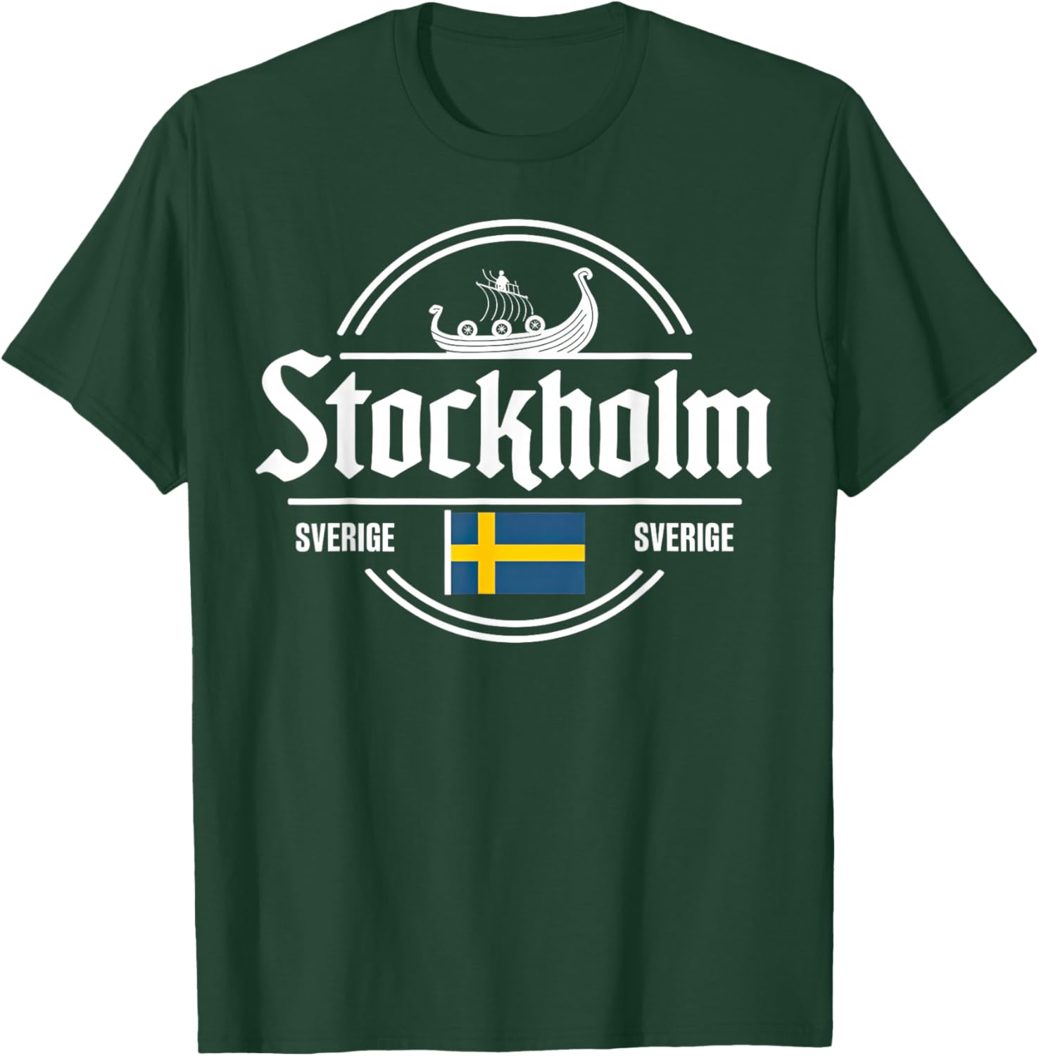 Stockholm Sverige Sweden City Viking Flag T-Shirt - T-Shirt | Forest