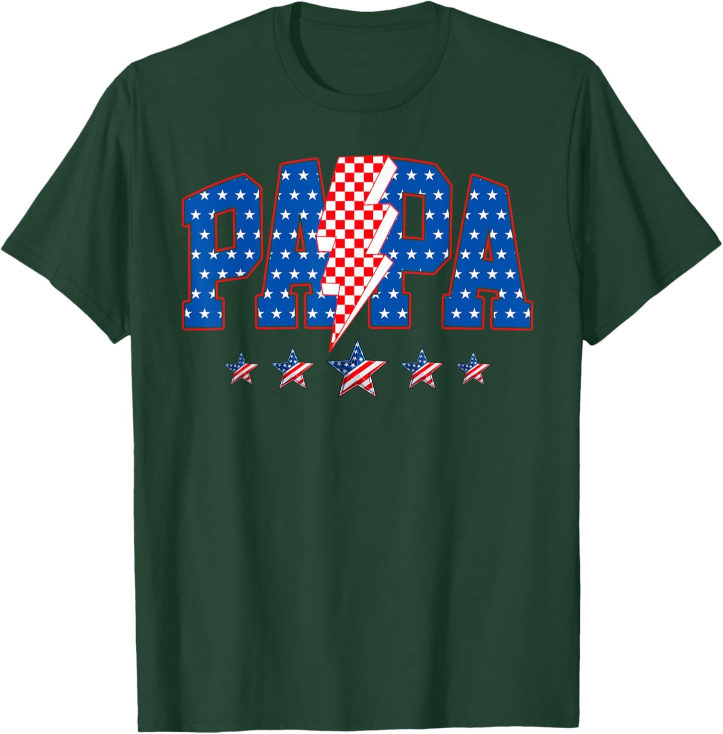 Papa Father's Day American Flag 4th of July Family Matching T-Shirt - T-Shirt | Forest