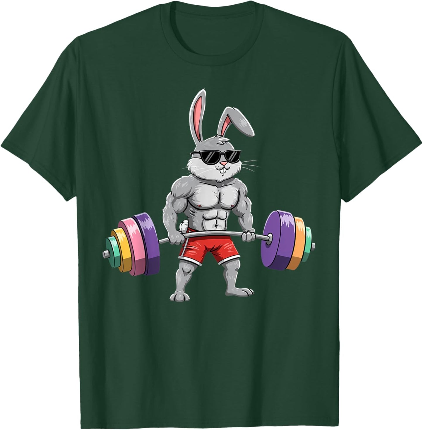Easter Day Workout Deadlift Bunny Easter Gym Men Women T-Shirt - T-Shirt | Forest
