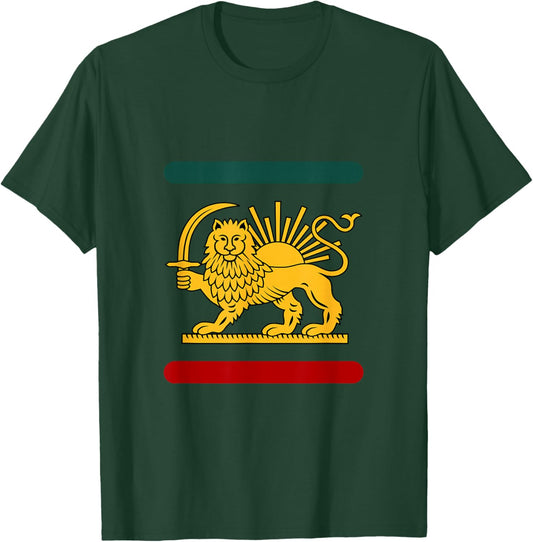 Lion and Sun Iran Flag Shir o Khorshid Revolution Pahlvi T-Shirt - T-Shirt | Forest