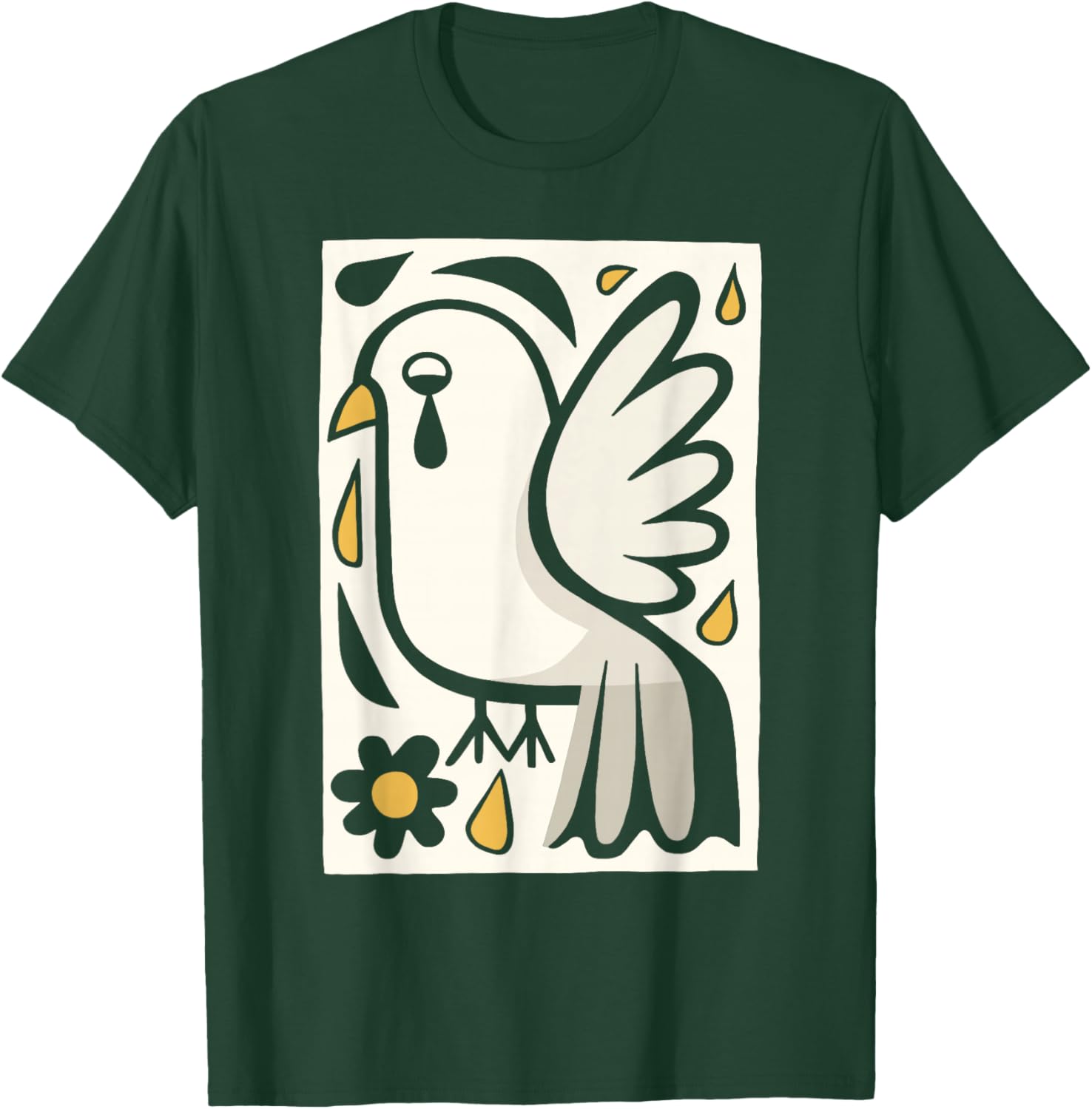 Peace Dove Crying Bird Minimalist Symbolic Art Design T-Shirt - T-Shirt | Forest