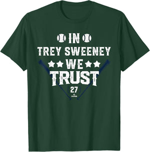 We Trust in Trey Sweeney Detroit Baseball MLBPA T-Shirt - T-Shirt | Forest