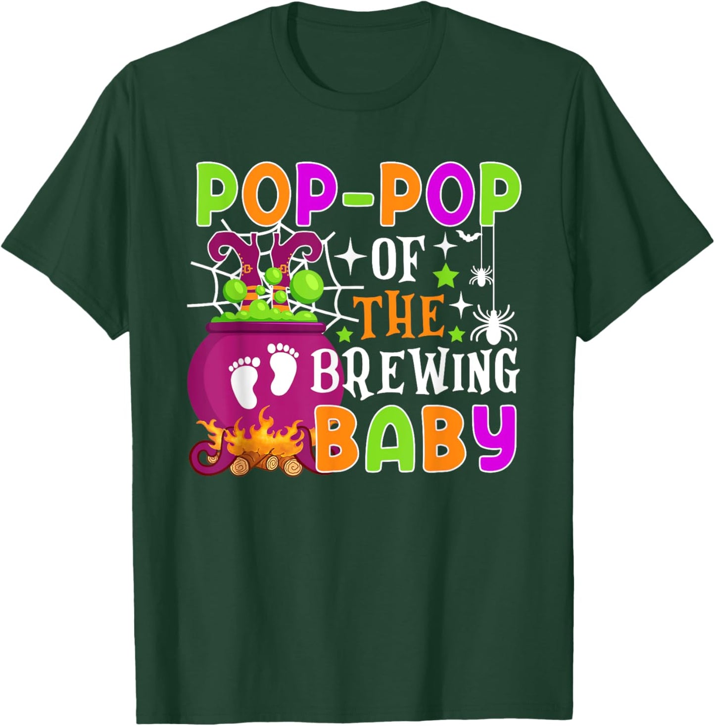 Pop-Pop of Brewing Baby Halloween Theme Baby Shower Spooky T-Shirt - T-Shirt | Forest