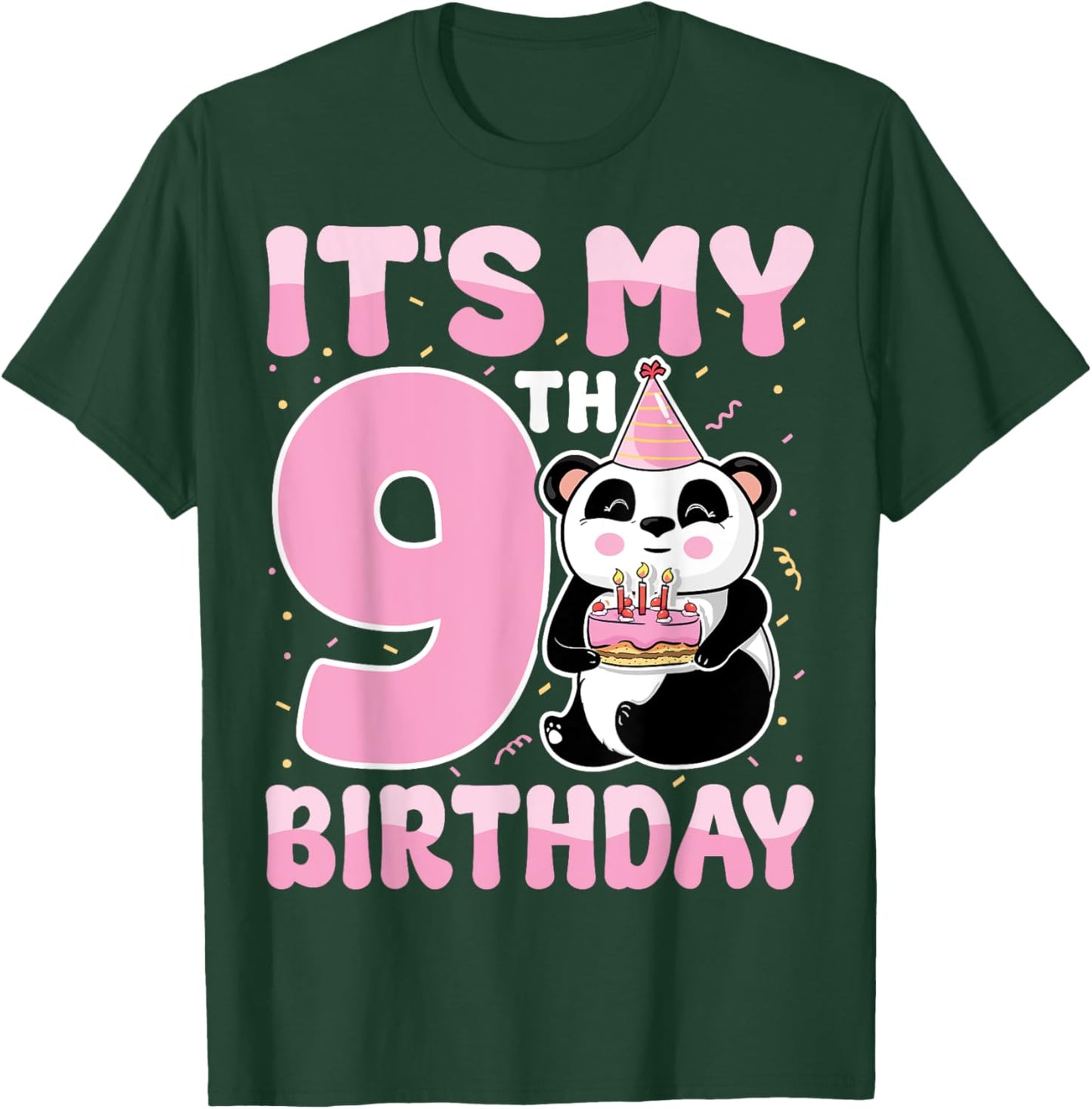 It's My 9th Birthday Cute Animal Panda Lover 9 Years Old T-Shirt - T-Shirt | Forest