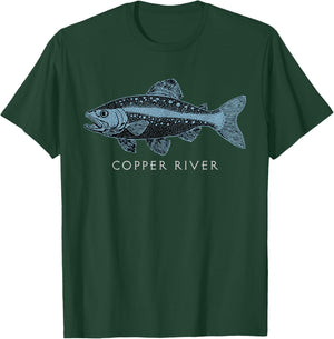 Copper River Salmon Alaska Fish Art Fishing Trip Design T-Shirt - T-Shirt | Forest