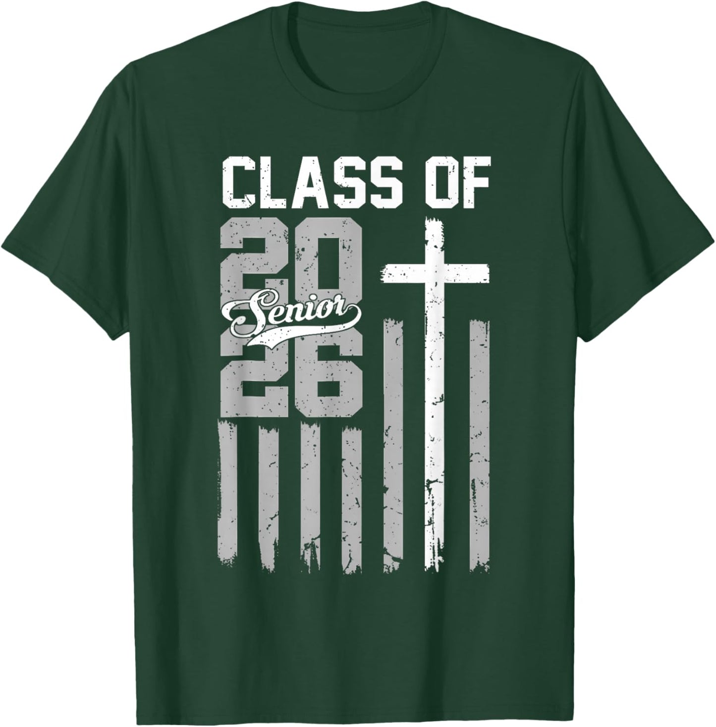 Senior Class of 2026 Christian American Flag 2026 Graduation T-Shirt - T-Shirt | Forest