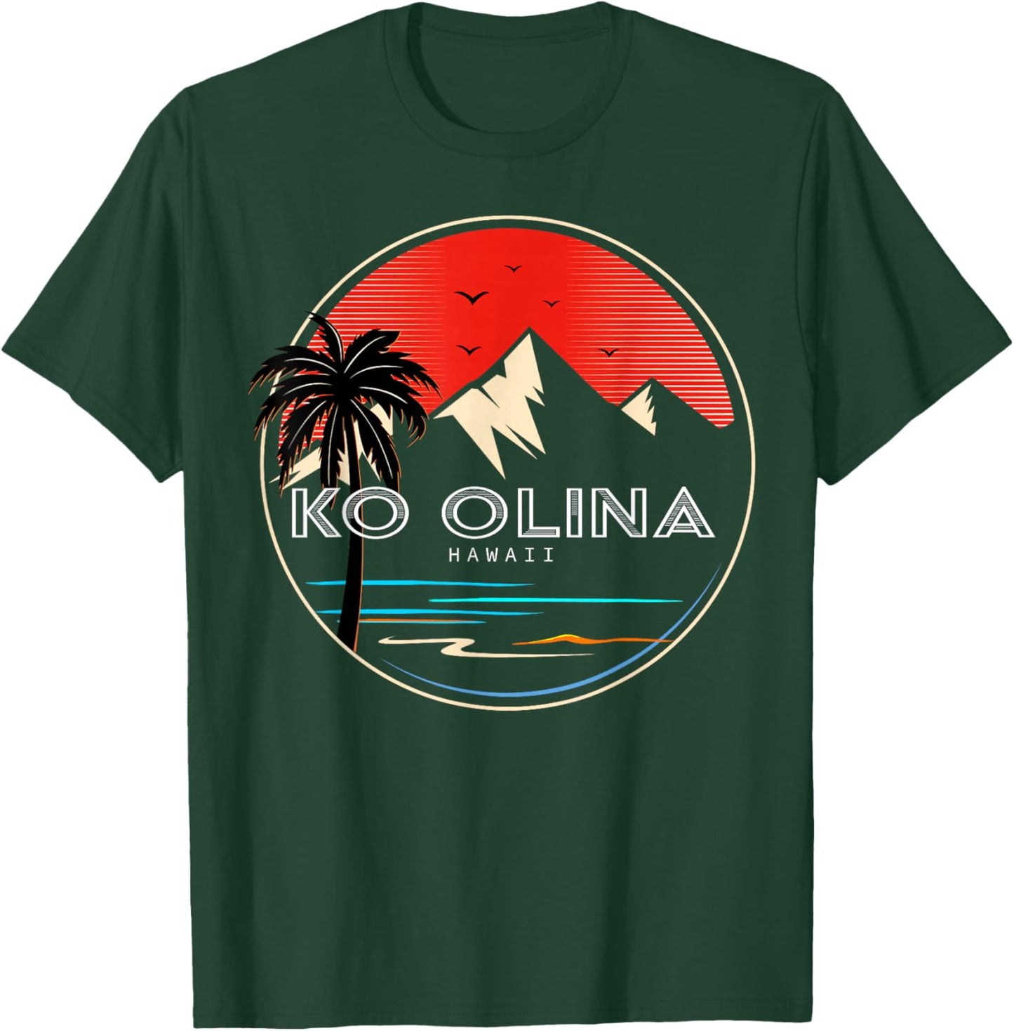Retro Hawaii Ko Olina Wave Surfing T-Shirt - T-Shirt | Forest
