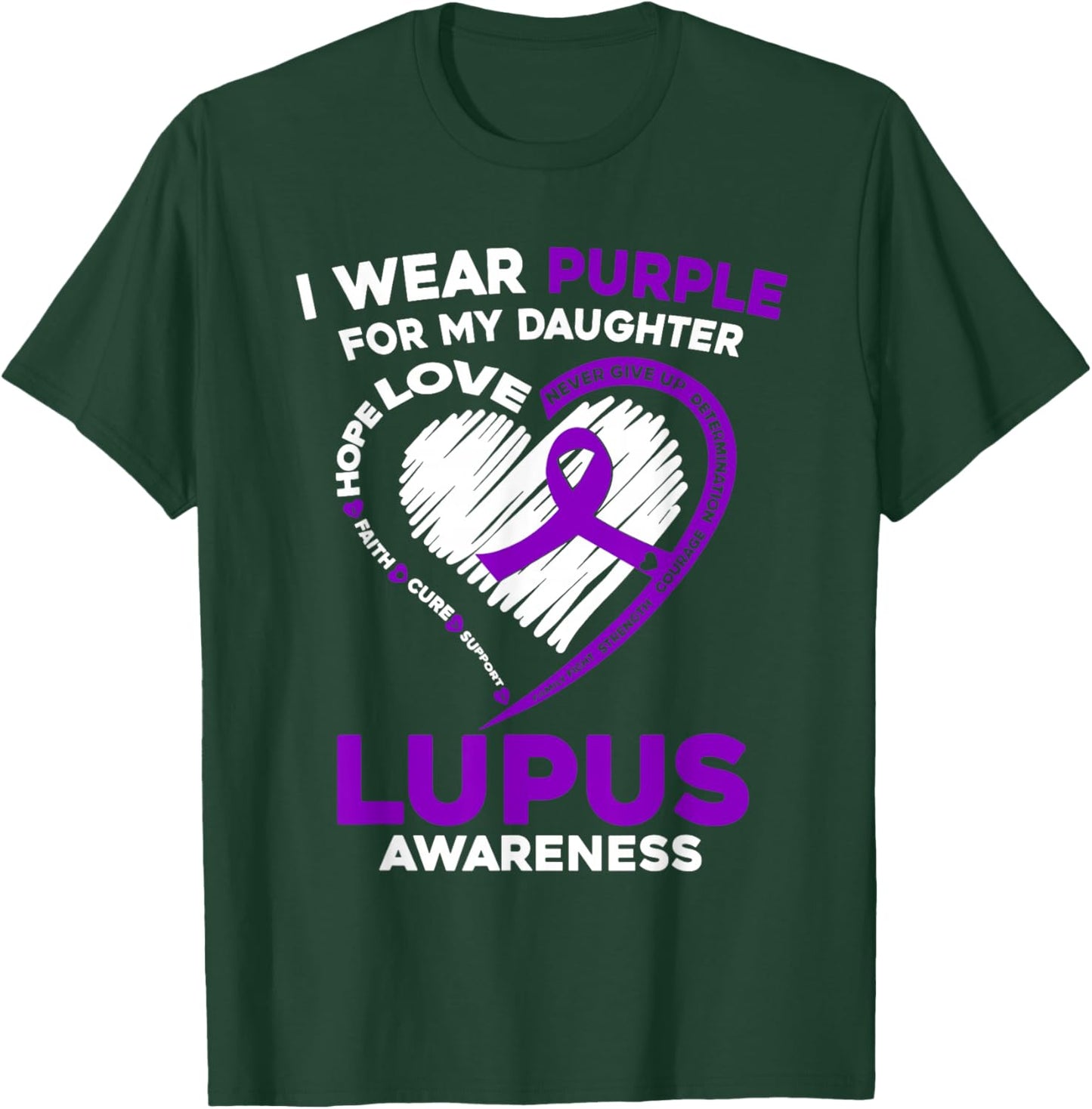 Lupus Awareness I Wear Purple For My Daughter Purple Ribbon T-Shirt - T-Shirt | Forest