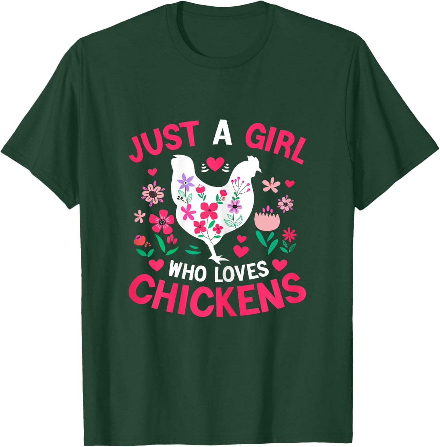 Just a Girl who Loves Chickens Shirt Cute Chicken Kids Women T-Shirt - T-Shirt | Forest