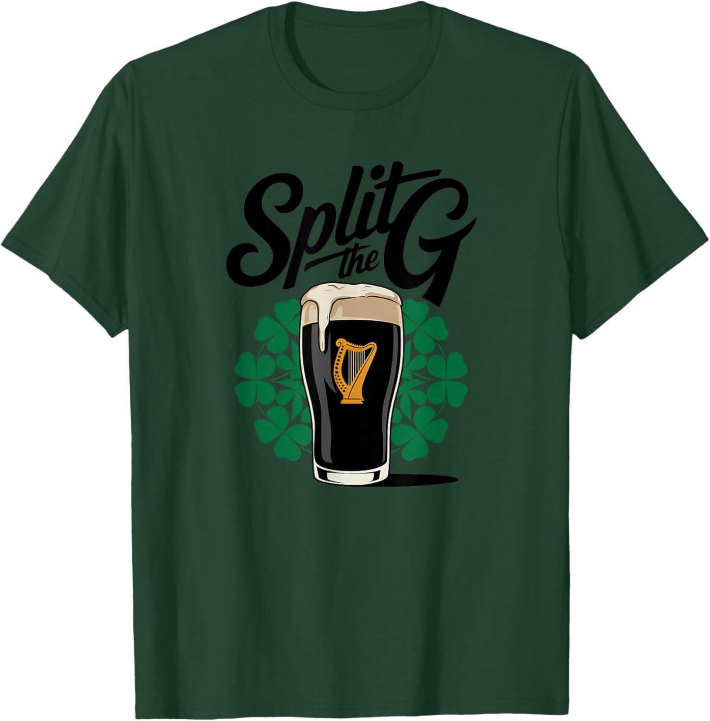 Irish Beer Split The G Shamrock Pint T-Shirt - T-Shirt | Forest