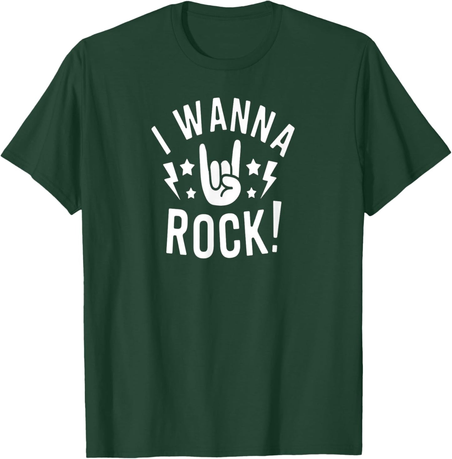 I Wanna Rock Hand Sign Loud Music Lover Rebel Humor Vibes T-Shirt - T-Shirt | Forest