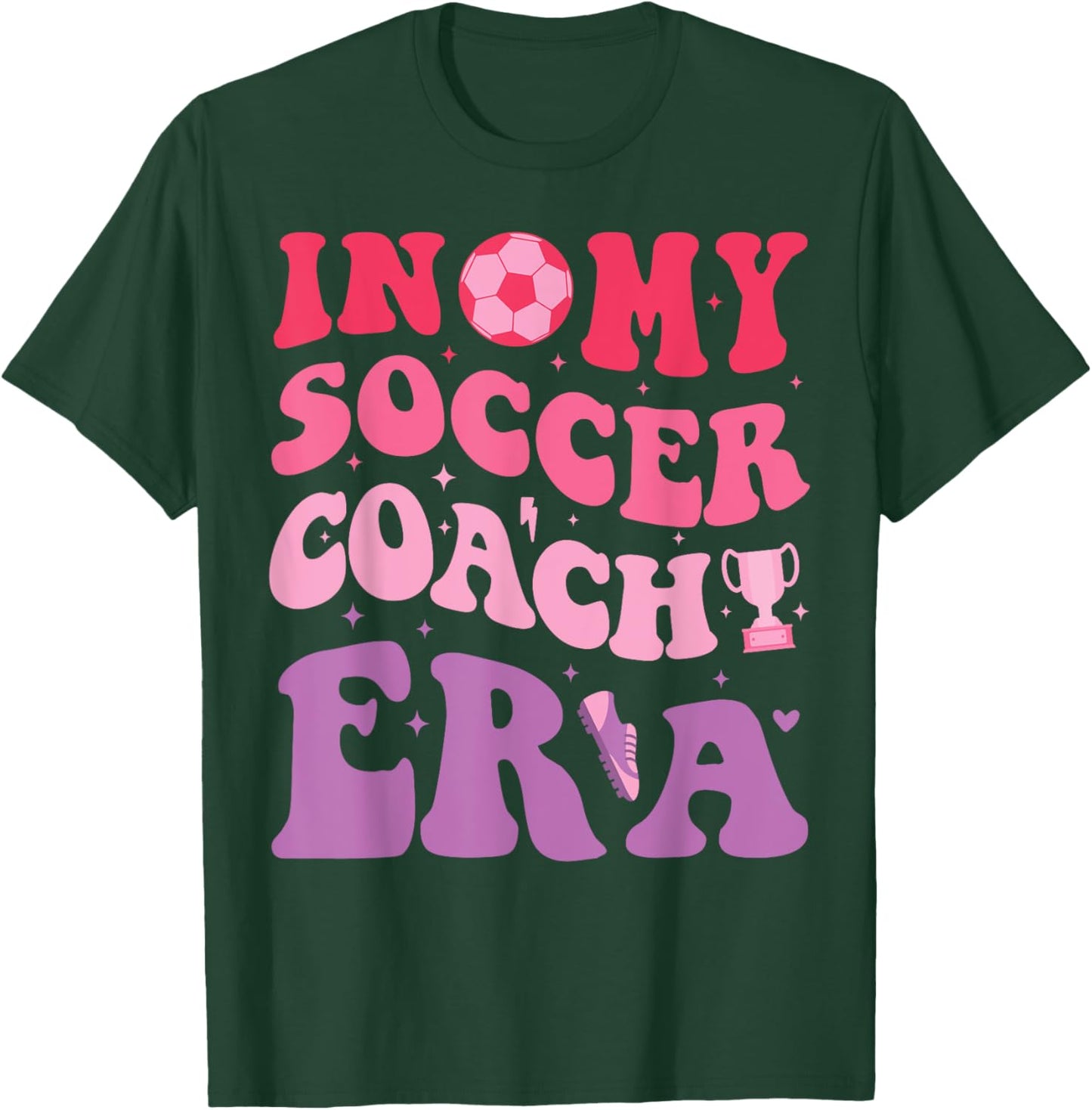 Groovy Retro In My Soccer Coach Era Design Soccer Coach T-Shirt - T-Shirt | Forest