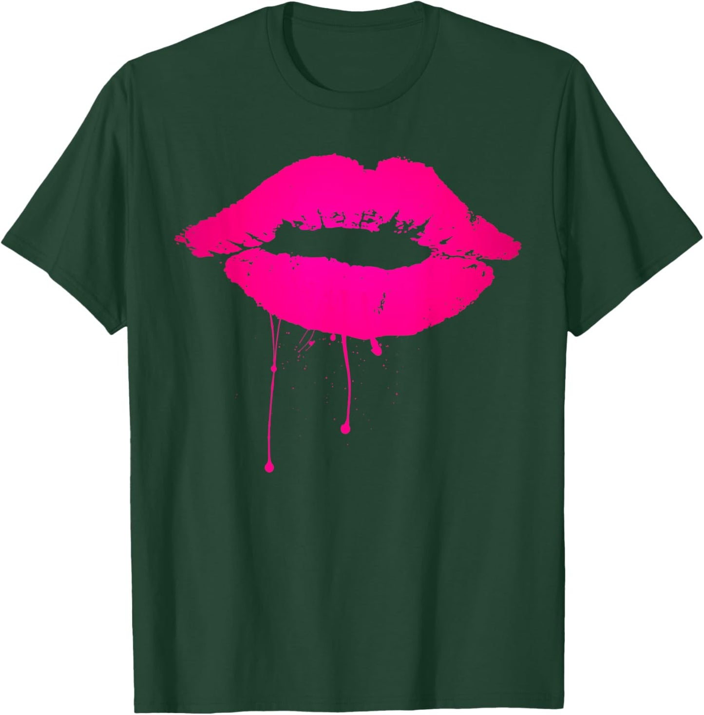 Touchlines Sexy Neon Lips 80s , Black, S T-Shirt - T-Shirt | Forest