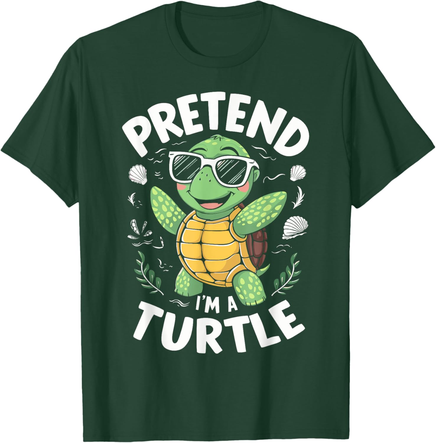 Pretend I'm A Turtle Halloween Party Pretend I'm A Turtle Funny Lazy Halloween Matching -Adults, -Kids Black Cartoon Turtle Neck Short Sleeve Size: Small T-Shirt - T-Shirt | Forest