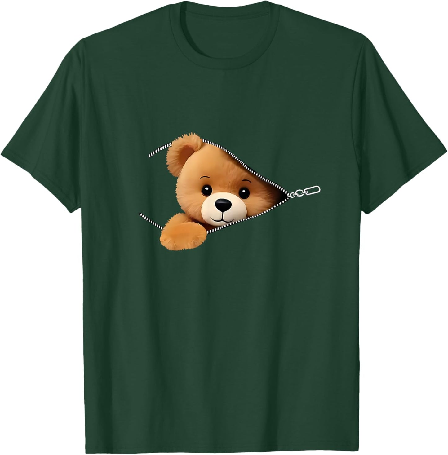 Bear Print Zipper T-Shirt - T-Shirt | Forest