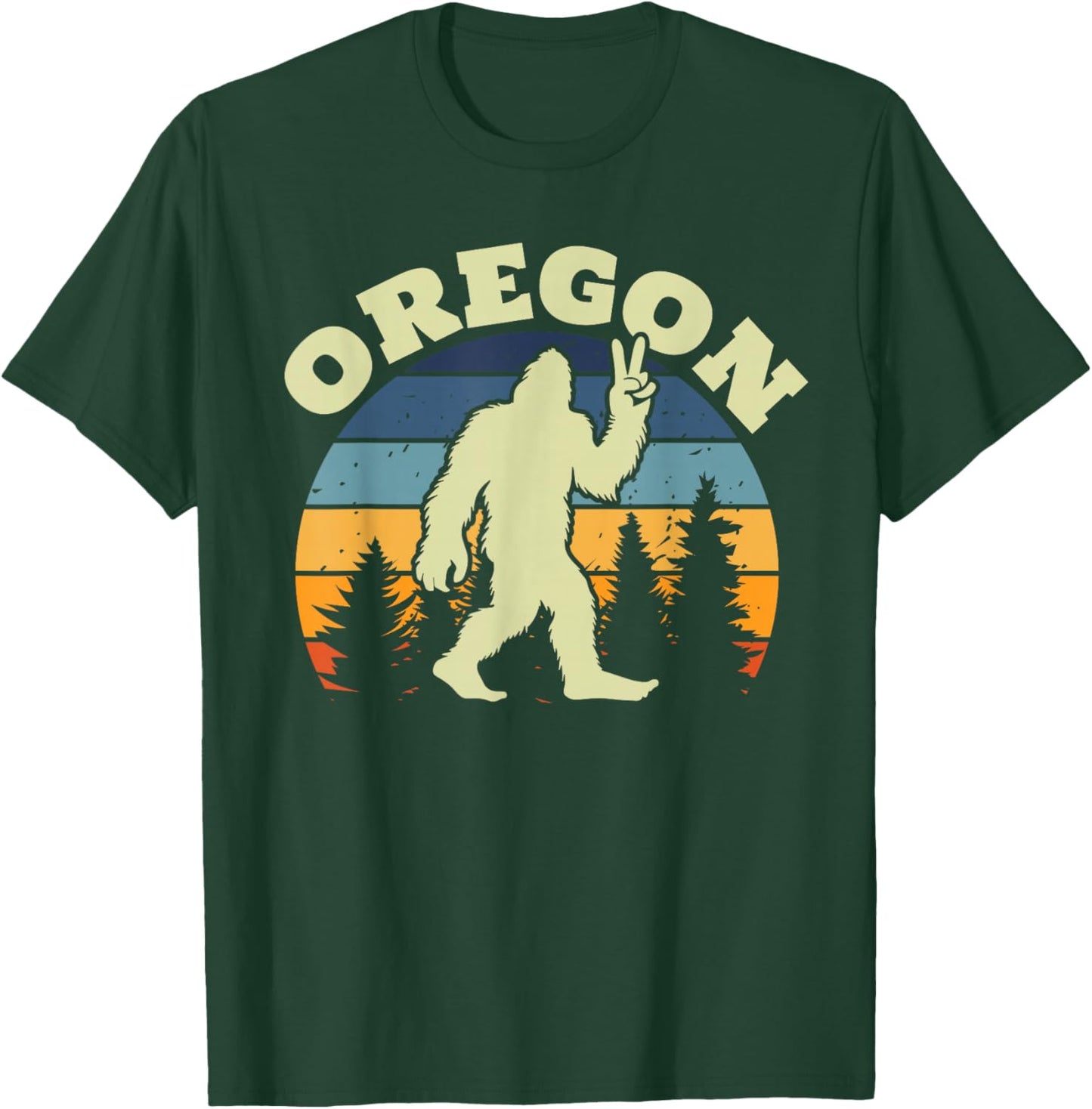 Oregon US State Bigfoot Sasquatch Silhouette Retro T-Shirt - T-Shirt | Forest