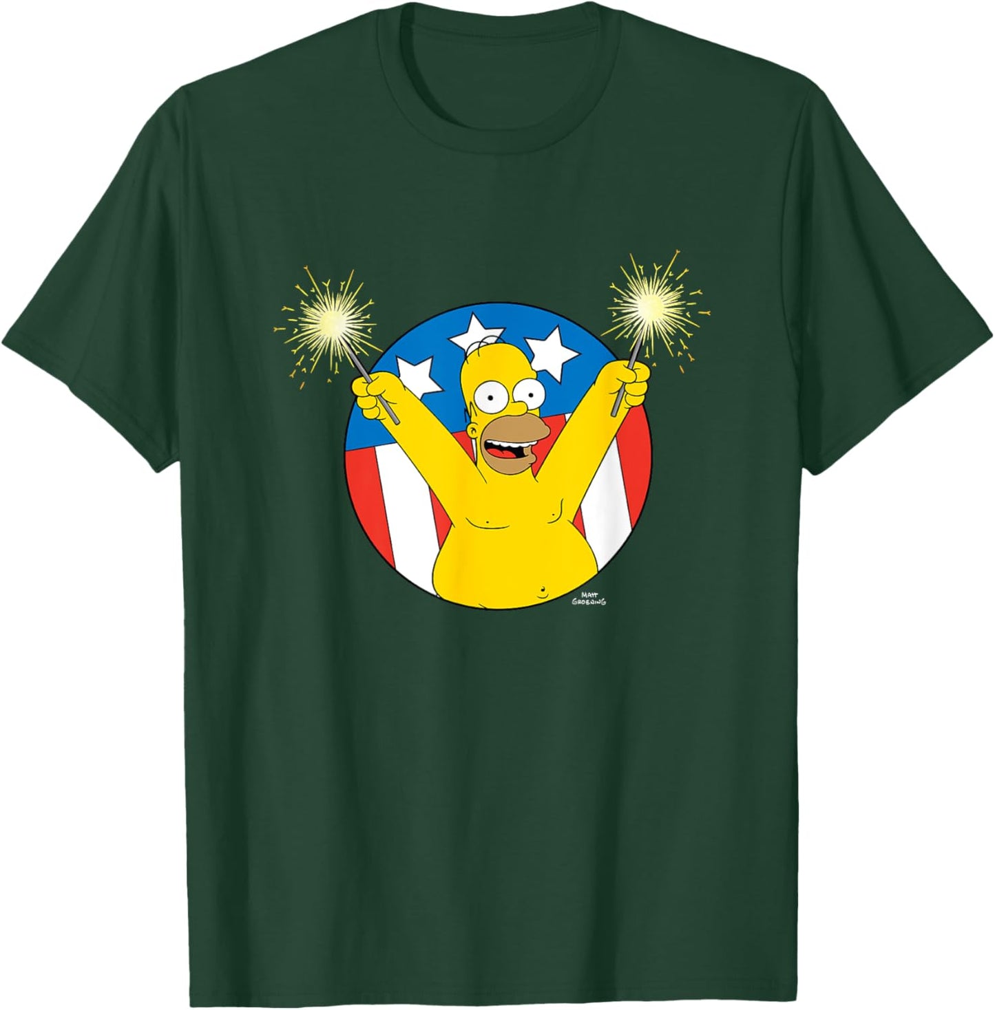 The Simpsons 4th Of July American Flag Woo-Hoo Homer T-Shirt - T-Shirt | Forest
