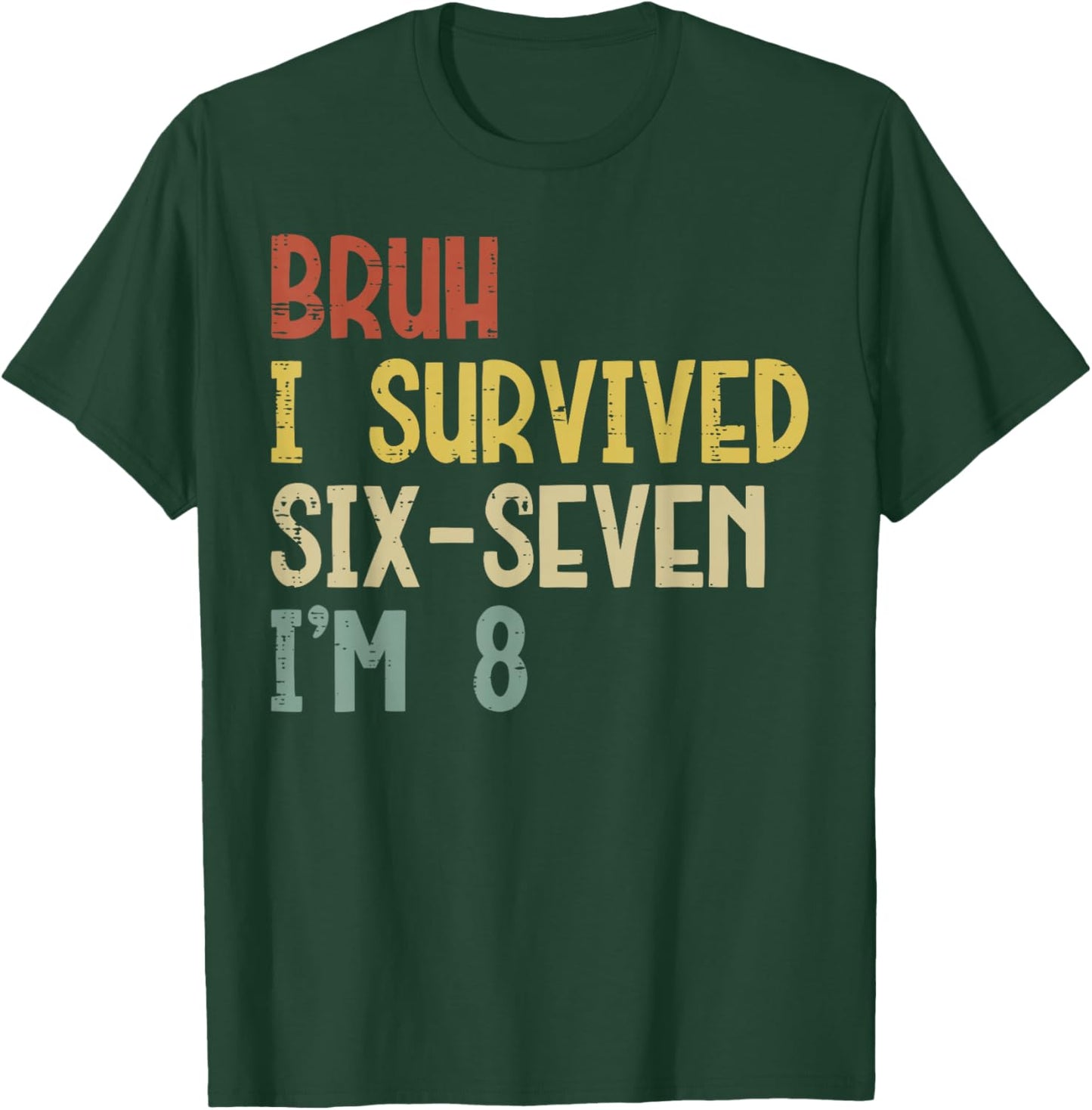 Bruh I Survived 6 7 Im 8 Year Old 8th Birthday Boys Kids T-Shirt - T-Shirt | Forest