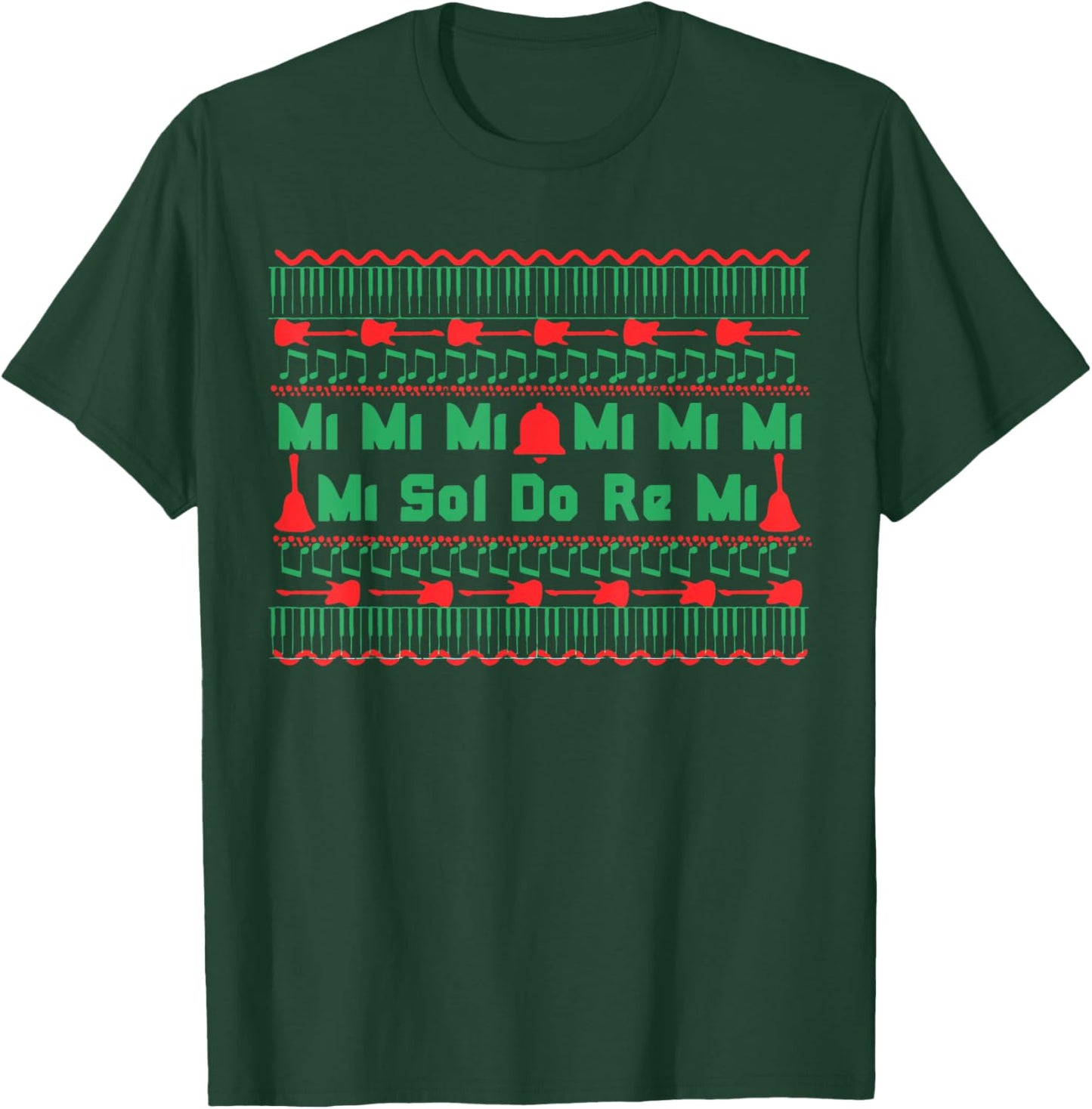 Mi Mi Mi Sol Do Re Mi Music Notes Teacher Ugly Christmas T-Shirt - T-Shirt | Forest