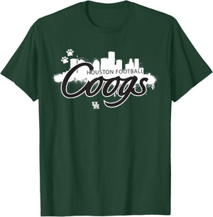 University of Houston Black Out Skyline | Houston Cougars T-Shirt - T-Shirt | Forest