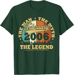 Humor Vintage 2006 February Gift 20 Years Birthday T-Shirt - T-Shirt | Forest