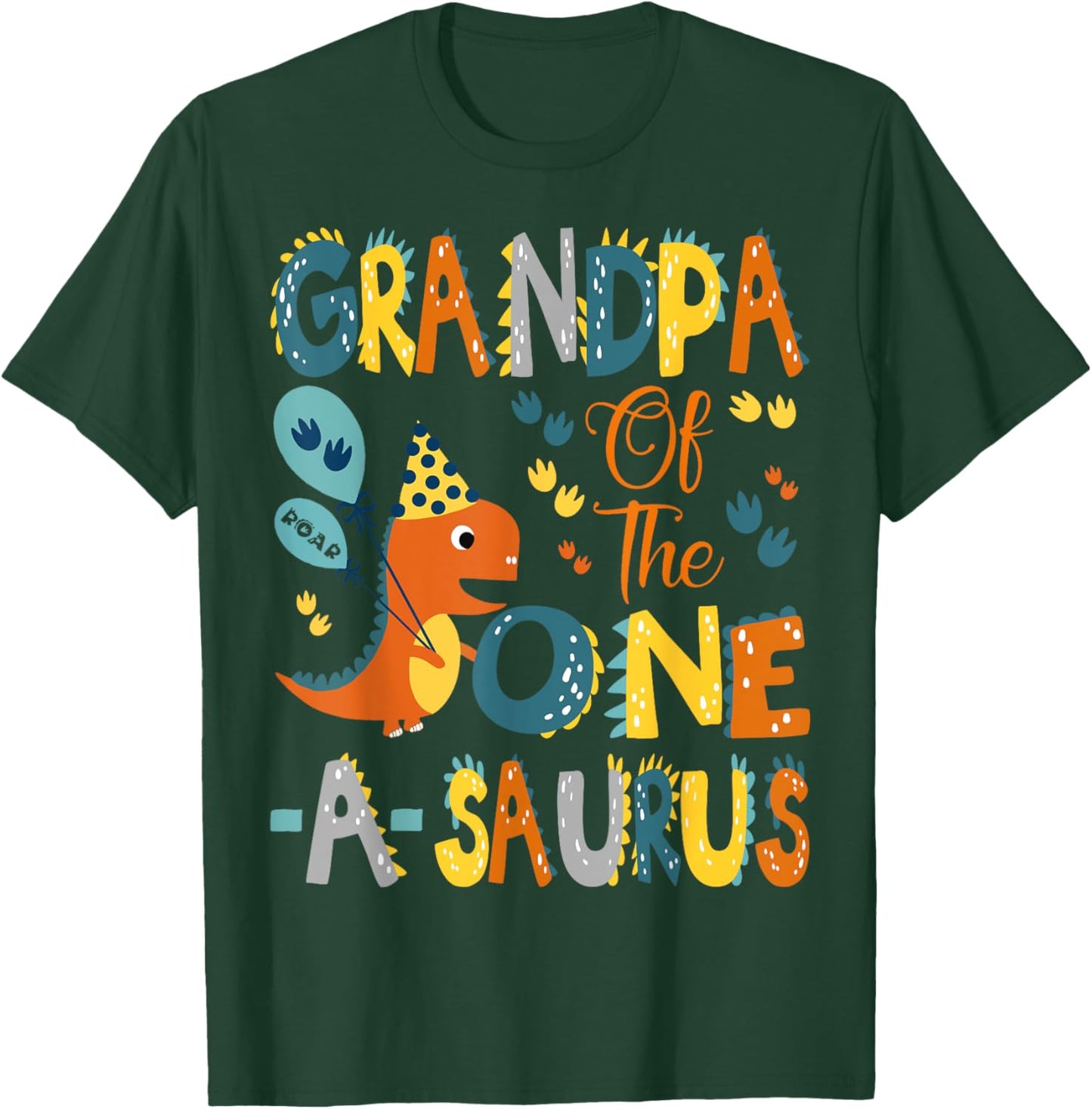 Grandpa Of The One-A-Saurus 1St Birthday Dinosaur Party T-Shirt - T-Shirt | Forest