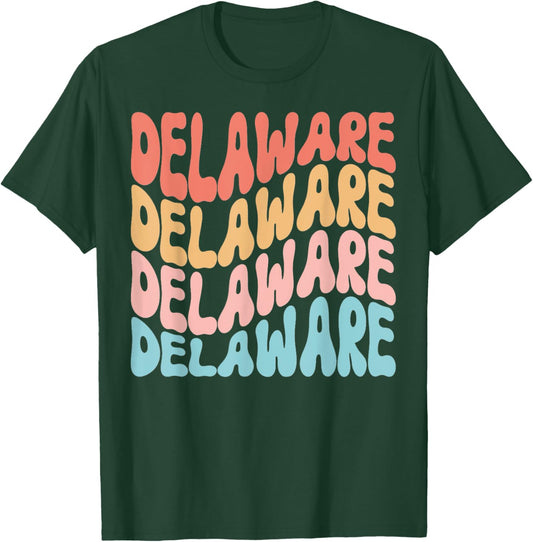 Funny Cute Retro Graphic Men Women & Kids Delaware T-Shirt - T-Shirt | Forest