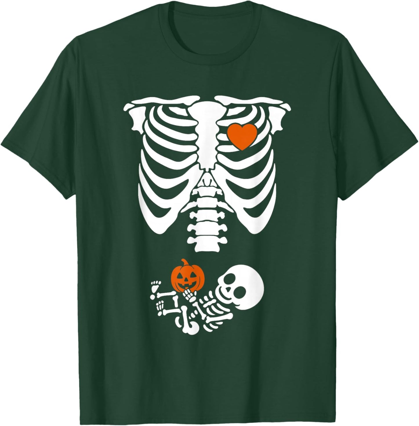 Skeleton Pregnancy Halloween with Baby Pumpkin T-Shirt - T-Shirt | Forest