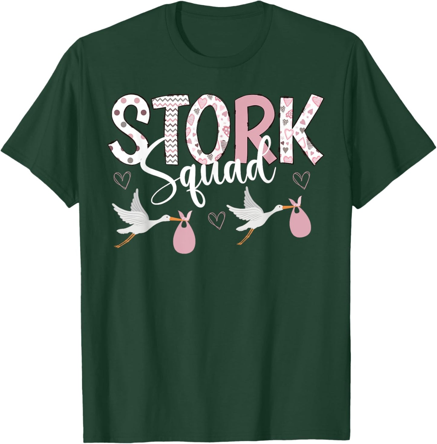 Valentines Stork Squad L&D Mother Baby Unit NICU Nurse Squad T-Shirt - T-Shirt | Forest