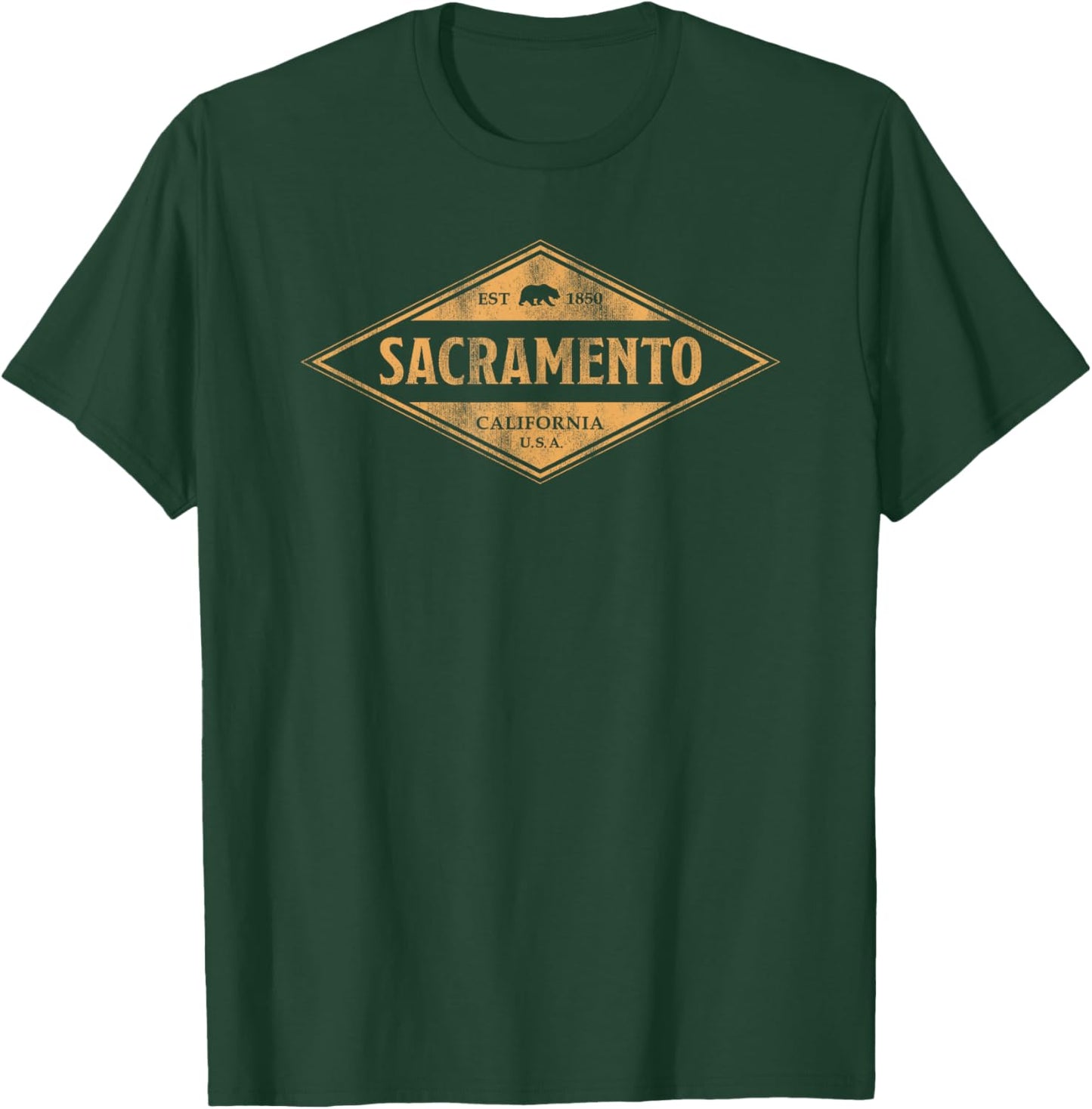 Vintage Sacramento California Bear Travel Souvenir Retro T-Shirt - T-Shirt | Forest