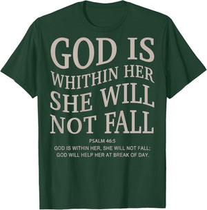 Men God Is Within Her She Will Not Fall Christian Girl Women T-Shirt - T-Shirt | Forest