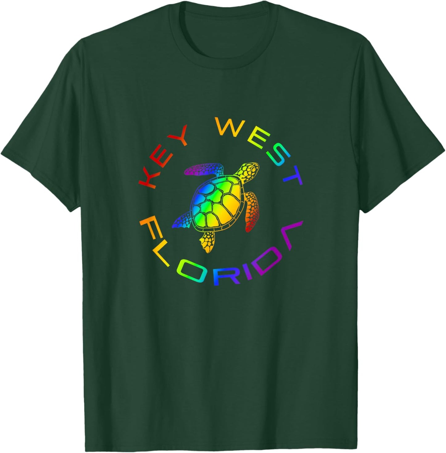 Florida Key West Rainbow Sea Turtle Stylish Beach T-Shirt - T-Shirt | Forest