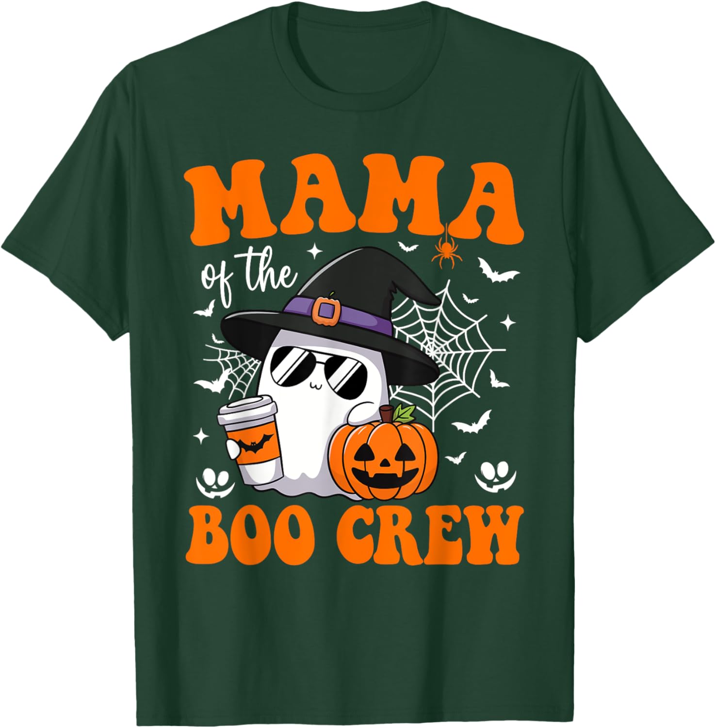 Mama of Boo Crew Groovy Ghost Matching Family Halloween T-Shirt - T-Shirt | Forest
