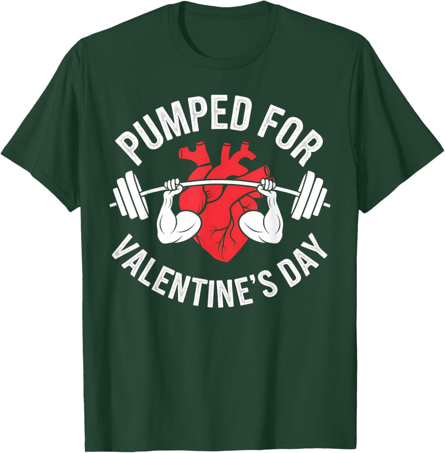 Valentine's Day Heartbeat Weightlifting Gym Lover Workout T-Shirt - T-Shirt | Forest
