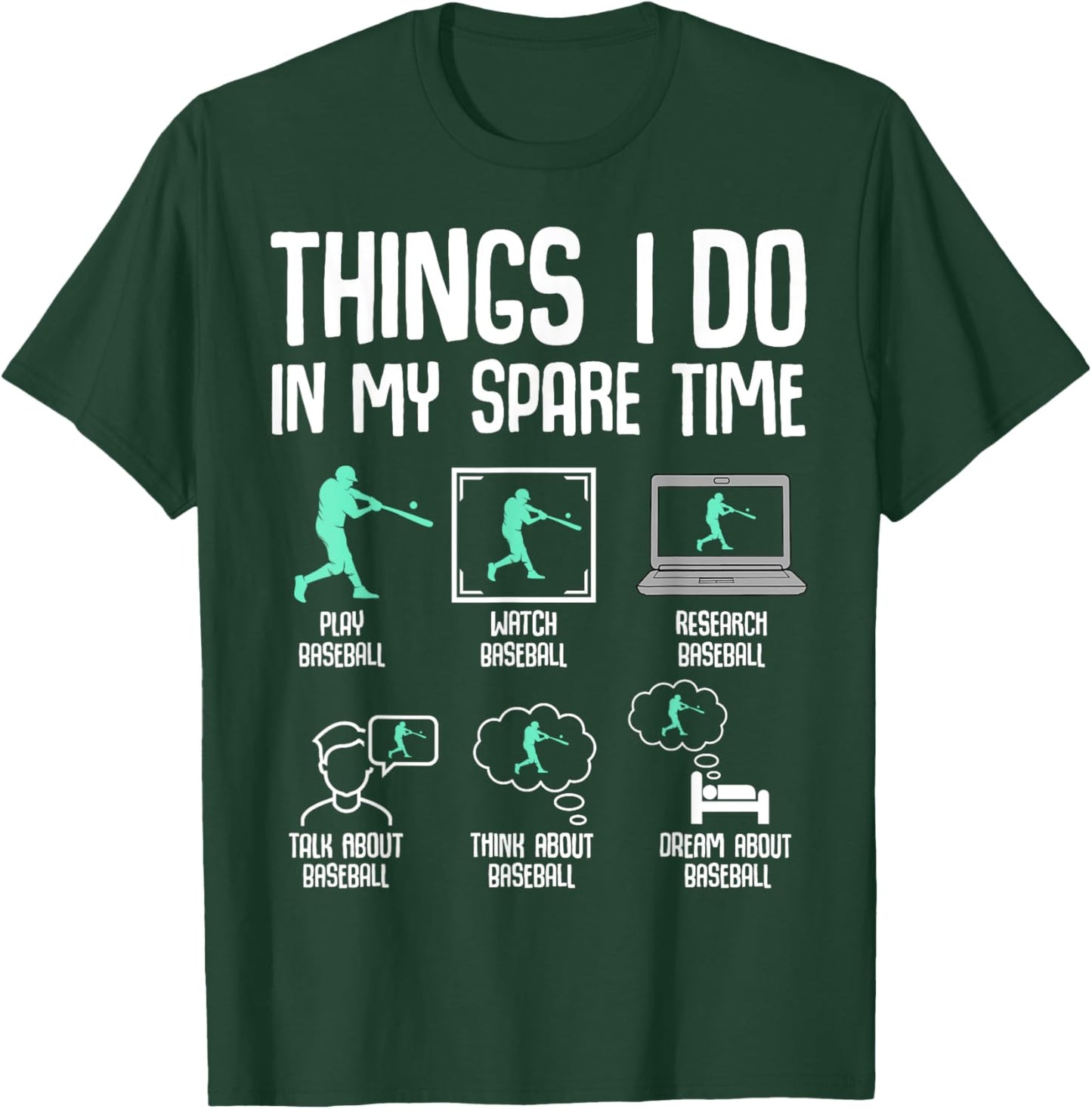 Baseball Things I Do In My Spare Time Kids Boys Youth T-Shirt - T-Shirt | Forest