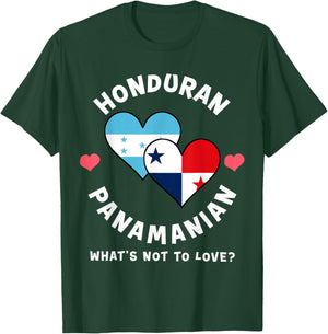 Honduran Panamanian What's Not To Love Heart Flags T-Shirt - T-Shirt | Forest