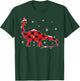 Red Buffalo Plaid T-rex Dinosaur Christmas Tree Lights T-Shirt - T-Shirt | Forest