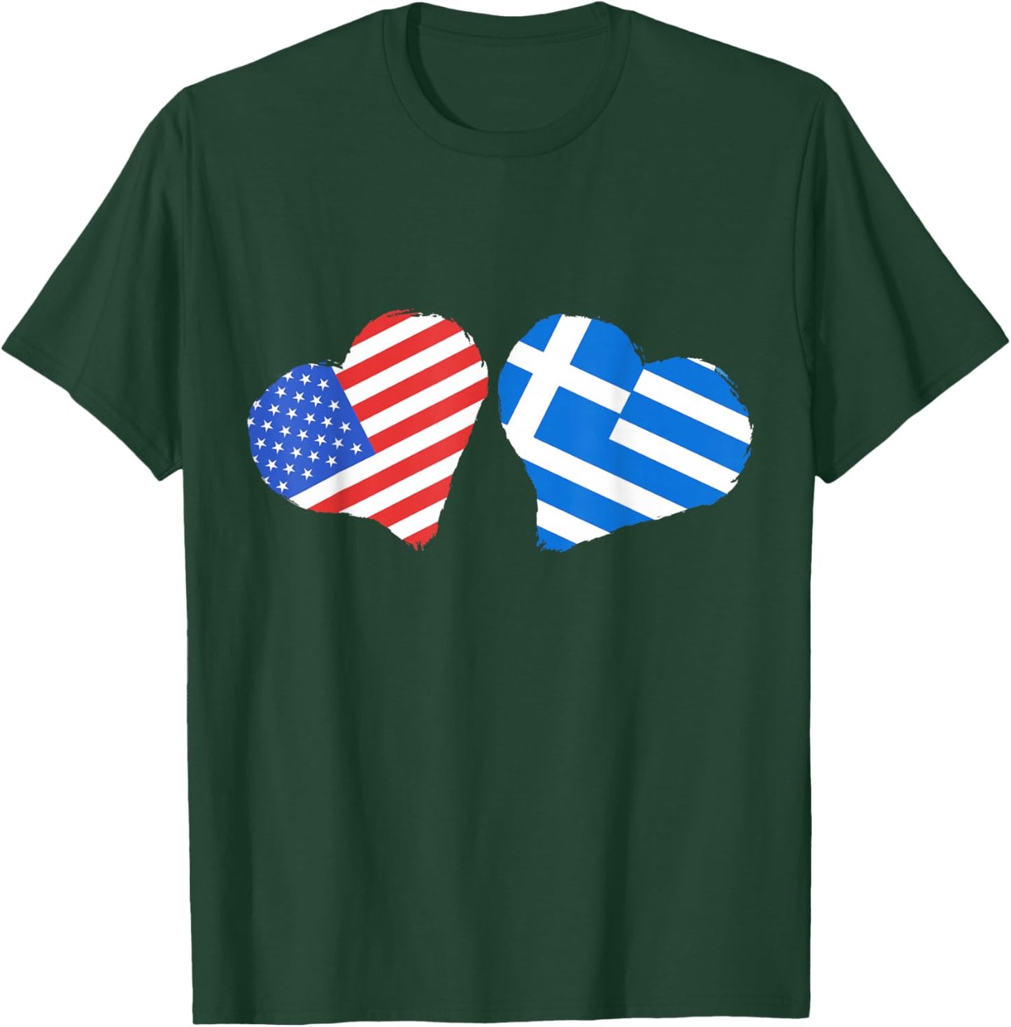 Half Greece Flag Half USA America Greek Roots Hellenic Greek T-Shirt - T-Shirt | Forest