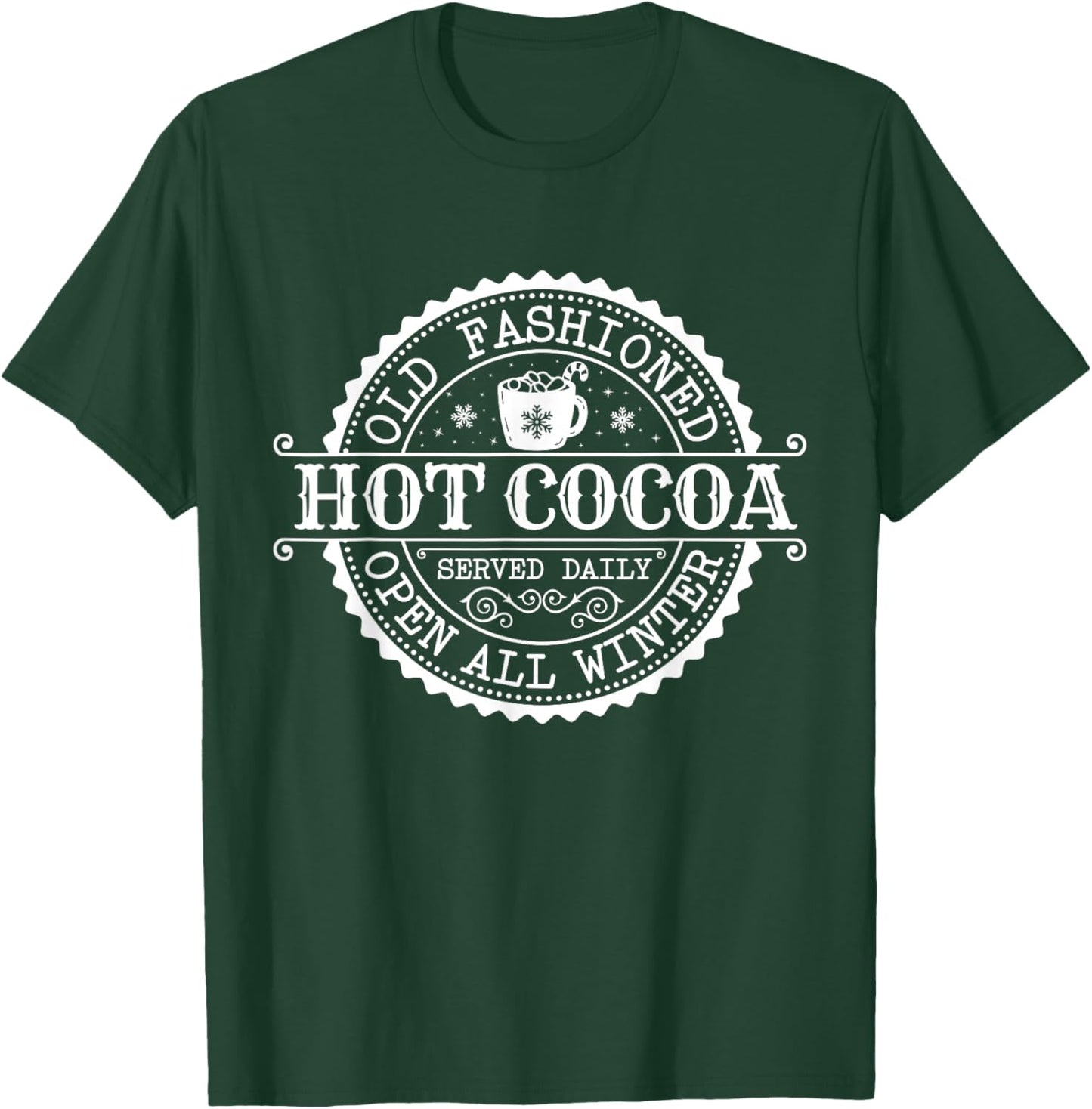 Retro North Pole Old Fashioned Hot Cocoa Coffee Merry Xmas T-Shirt - T-Shirt | Forest