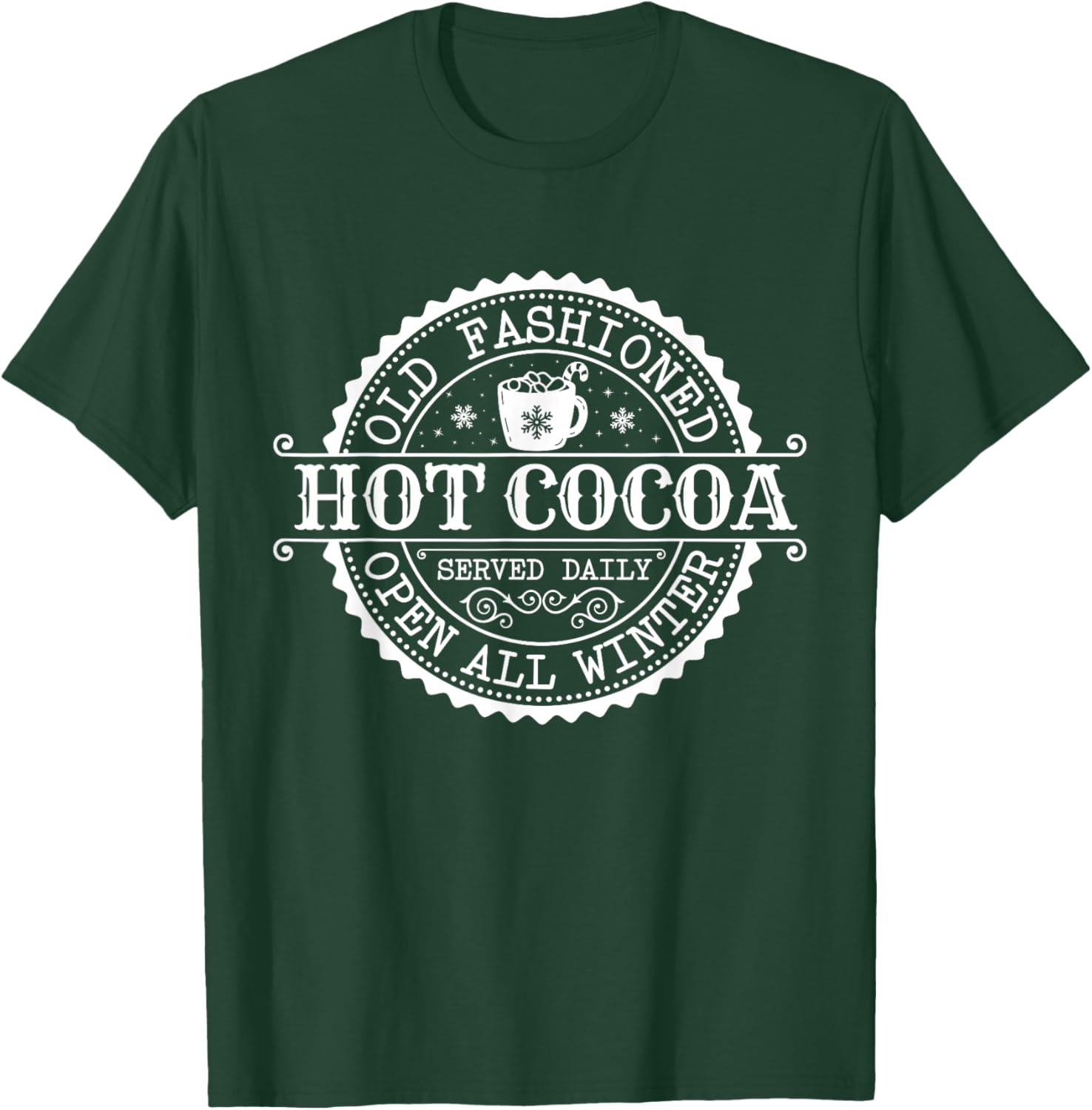 Retro North Pole Old Fashioned Hot Cocoa Coffee Merry Xmas T-Shirt - T-Shirt | Forest