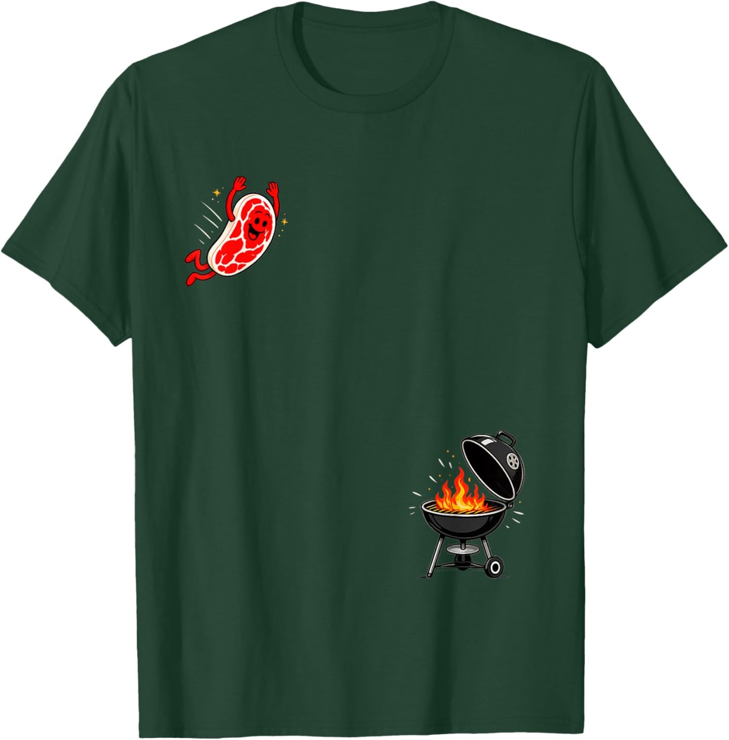 Steak Dive Funny Flying Steak BBQ Grilling Cartoon Humor Art T-Shirt - T-Shirt | Forest