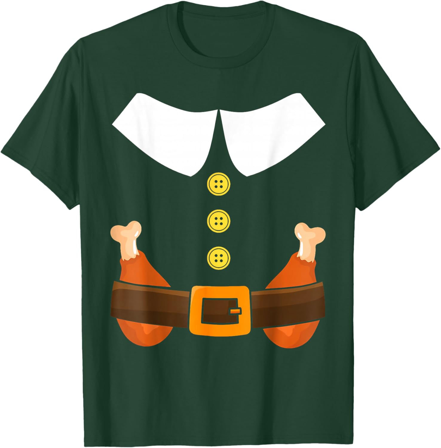 Funny Pilgrim Costume Turkey Leg Thanksgiving Turkey Day T-Shirt - T-Shirt | Forest