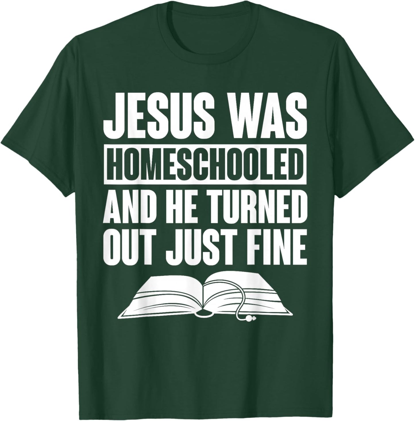 Homeschool Homeschooling Apparel -Kids Homeschool Jesus Was Homeschooled Black Small Short Sleeve Cotton, Polyester T-Shirt - T-Shirt | Forest